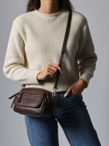 Cross Body Tas Zip Lulu castagnette Bruin zip ZAER-vue-porte